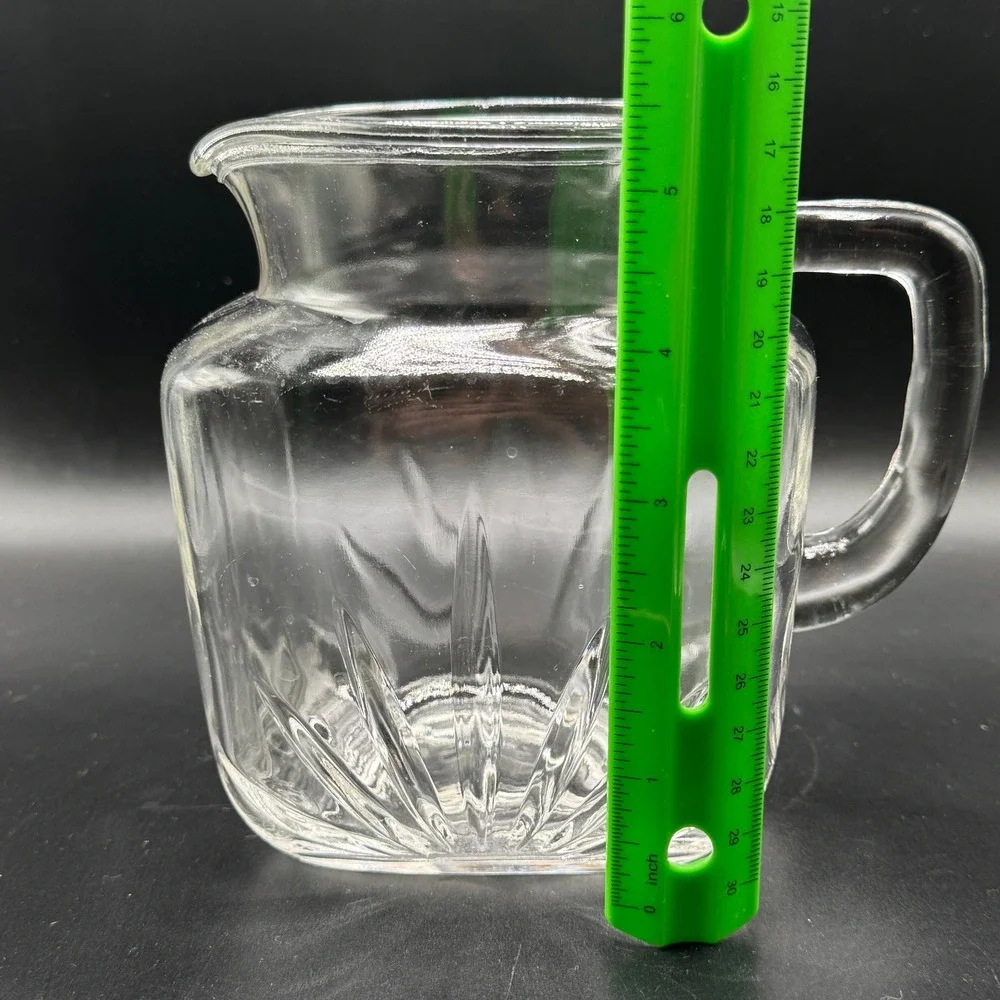 Vtg. Federal Glass Juice Pitcher Atomic Sunrise Star‎ Bottom Square Cottagecore